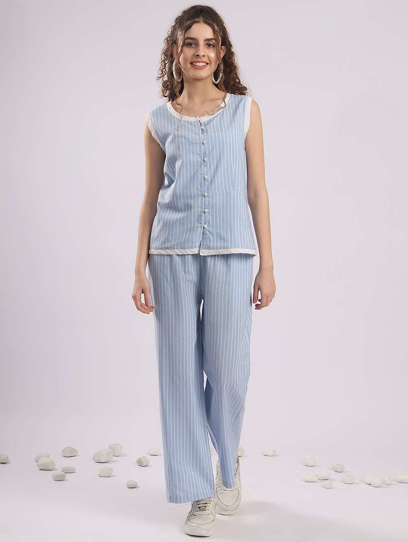women striped top and trouser co-ord set