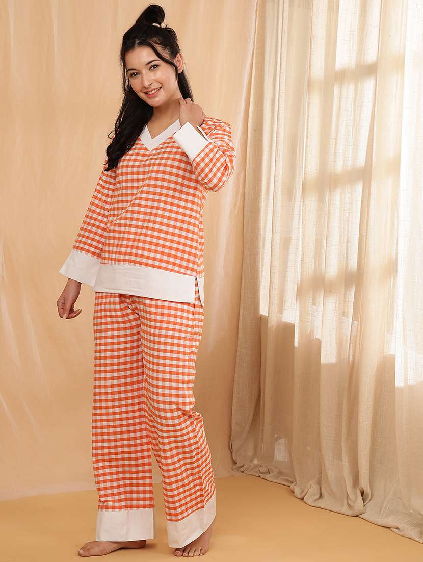 women checkered nightwear pyjama set - 22364504 -  Standard Image - 2