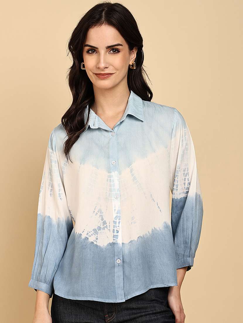 women tie & dye collared long sleeve shirt - 22364517 -  Standard Image - 2