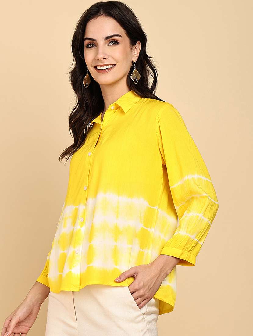 women tie & dye collared long sleeve shirt - 22364518 -  Standard Image - 2
