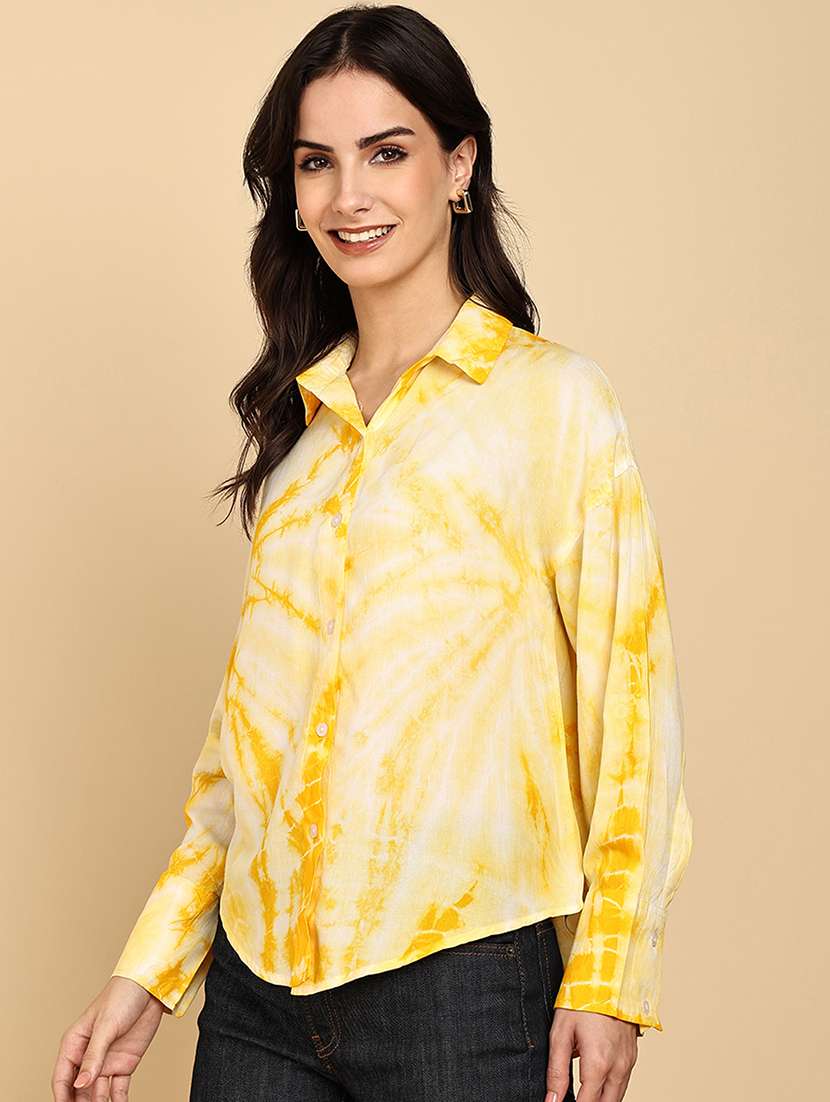 women tie & dye collared long sleeve shirt - 22364527 -  Standard Image - 2