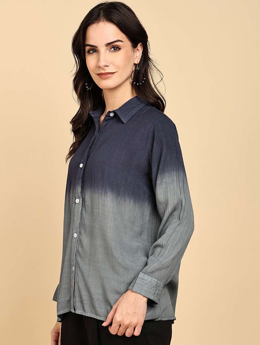 women tie & dye collared long sleeve shirt - 22364528 -  Standard Image - 2