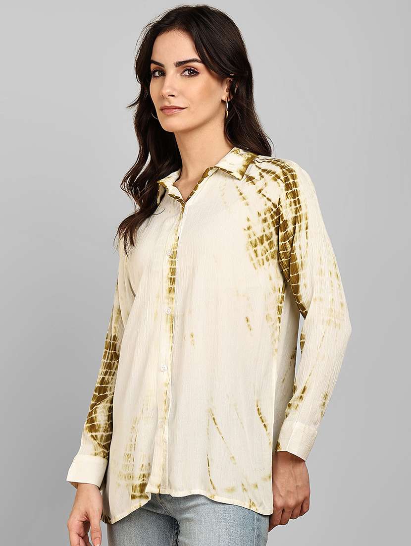 women tie & dye collared long sleeve shirt - 22364529 -  Standard Image - 2