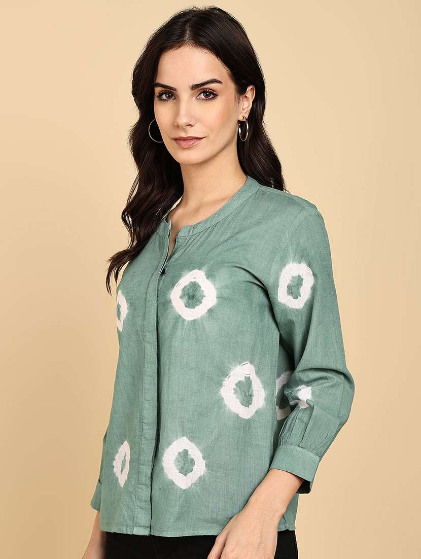 women tie & dye collared long sleeve shirt - 22364535 -  Standard Image - 2