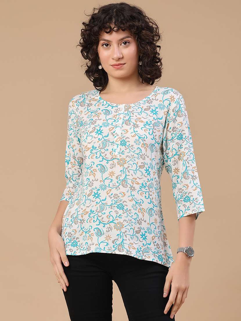 women printed round neck straight kurta - 22367375 -  Standard Image - 2