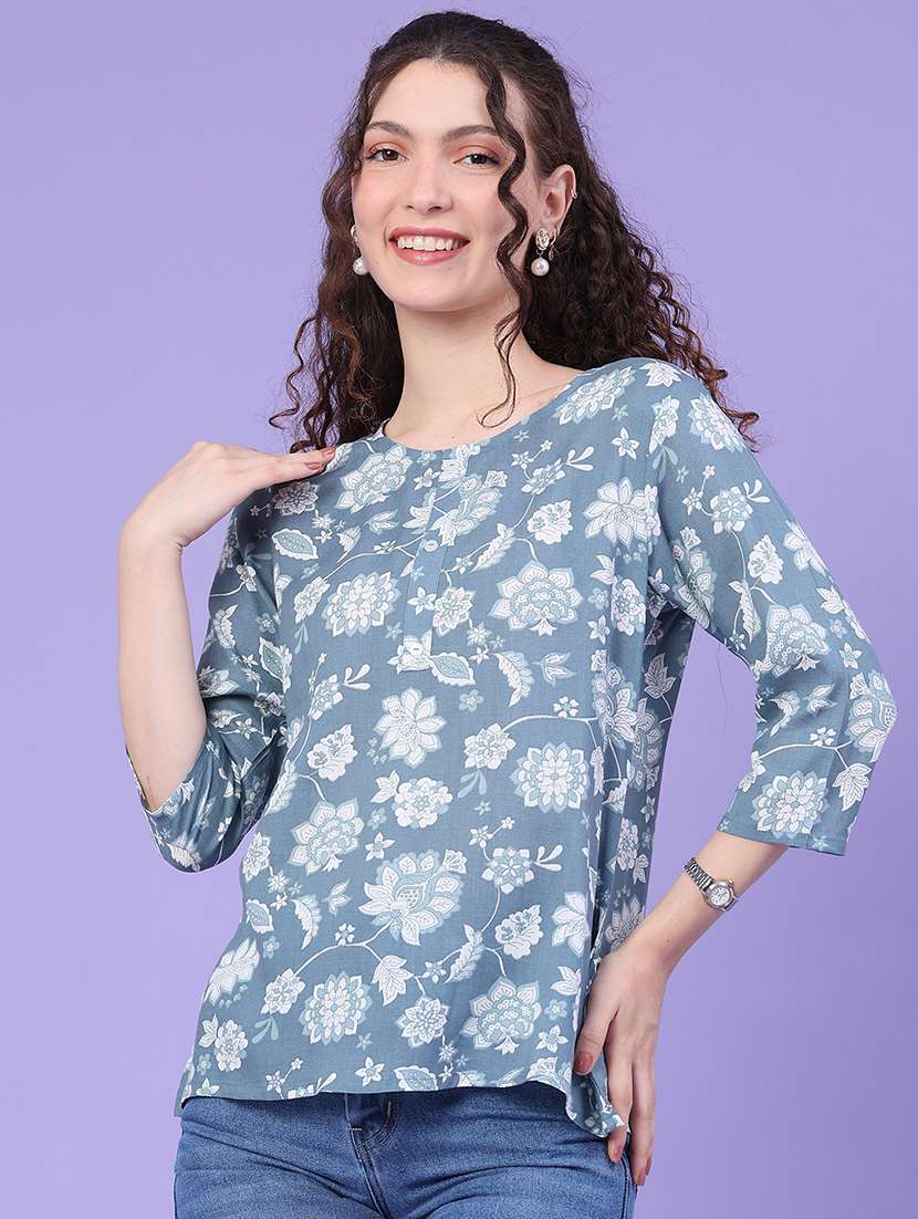 women printed round neck straight kurta - 22367376 -  Standard Image - 2