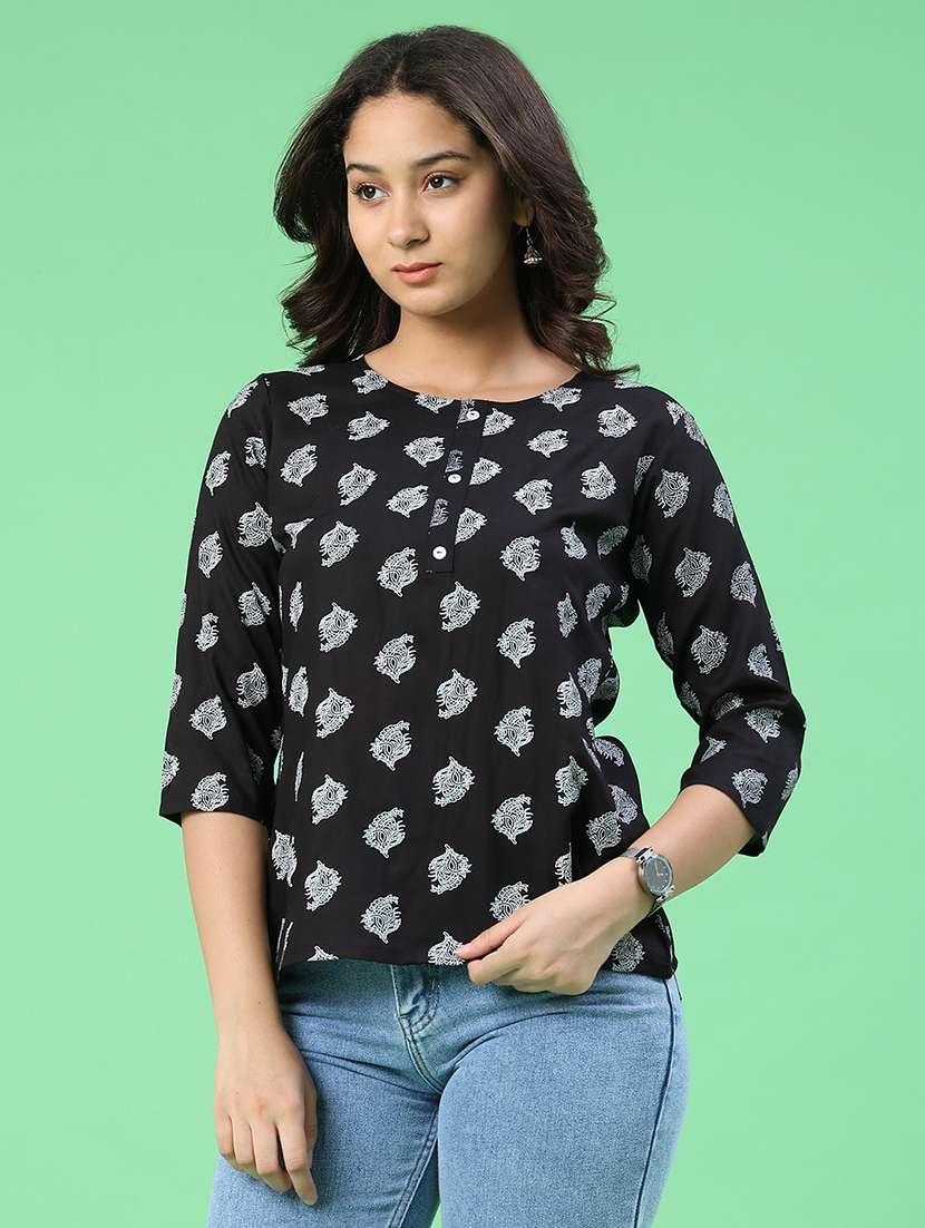 women printed round neck straight kurta - 22367377 -  Standard Image - 2