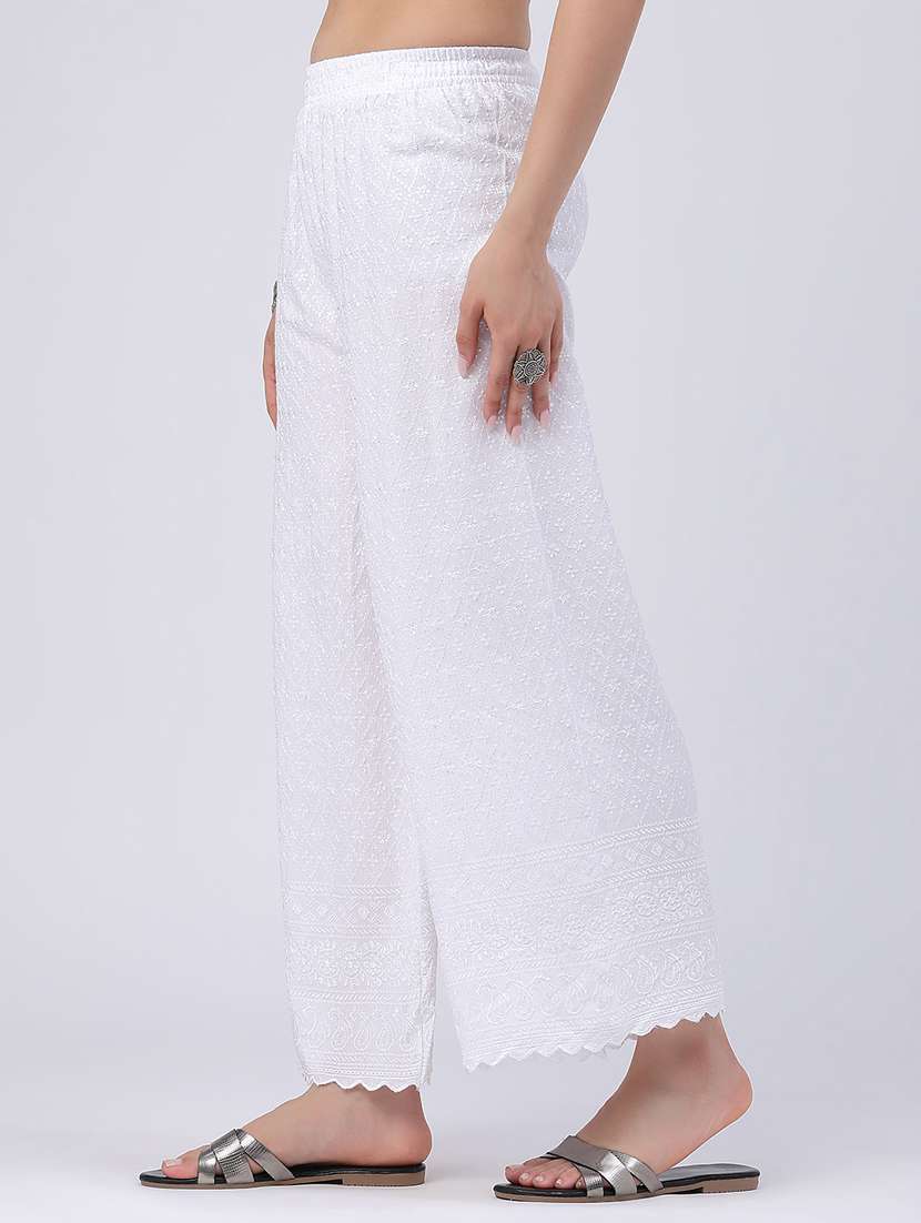 women embroidered mid rise flared palazzo - 22367385 -  Standard Image - 2