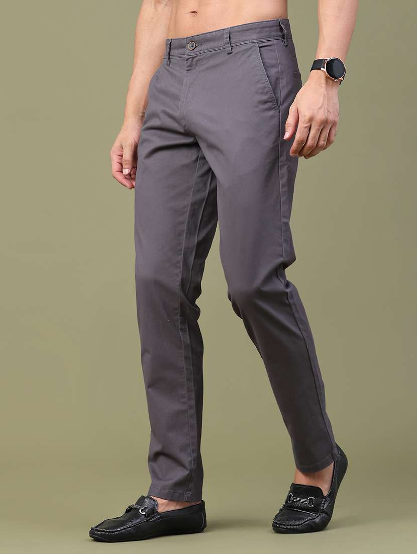 Men Solid Mid Rise Chinos Casual Trouser - 22367555 -  Standard Image - 2