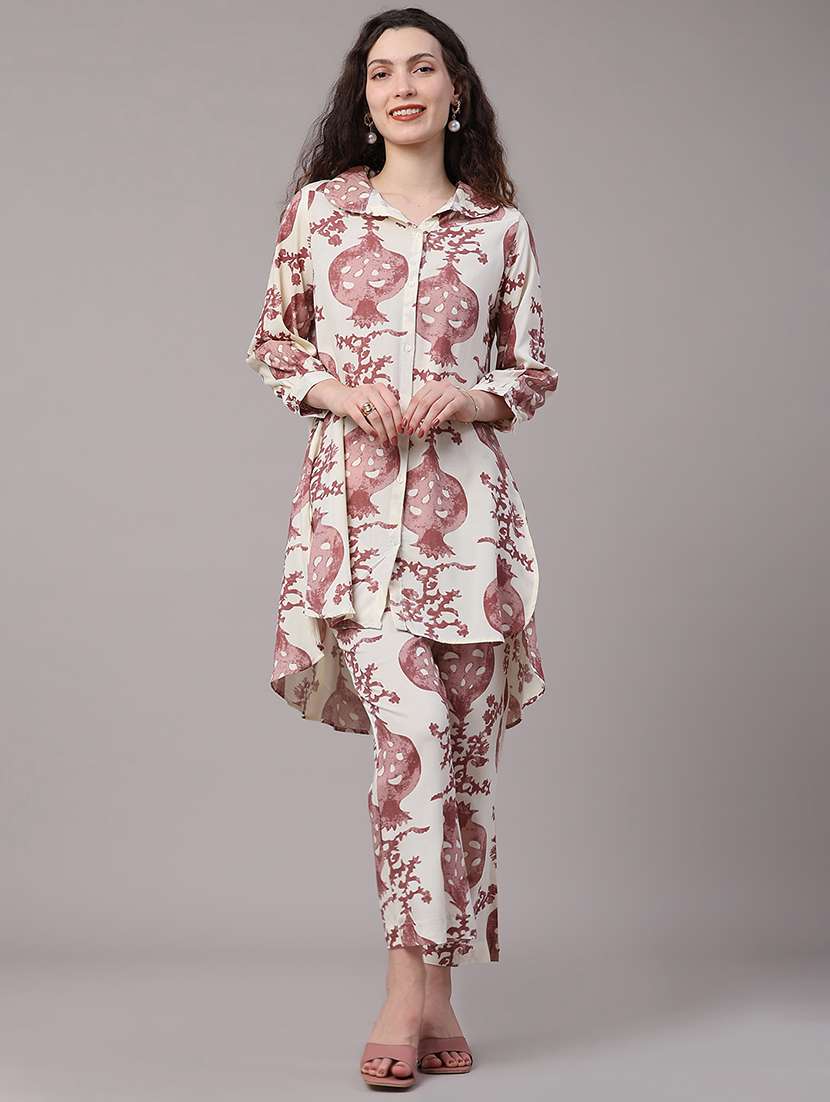 women printed collared ethnic co-ord set - 22368089 -  Standard Image - 2