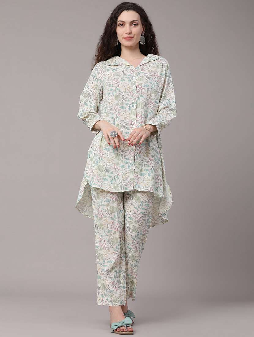 women printed collared ethnic co-ord set - 22368090 -  Standard Image - 2