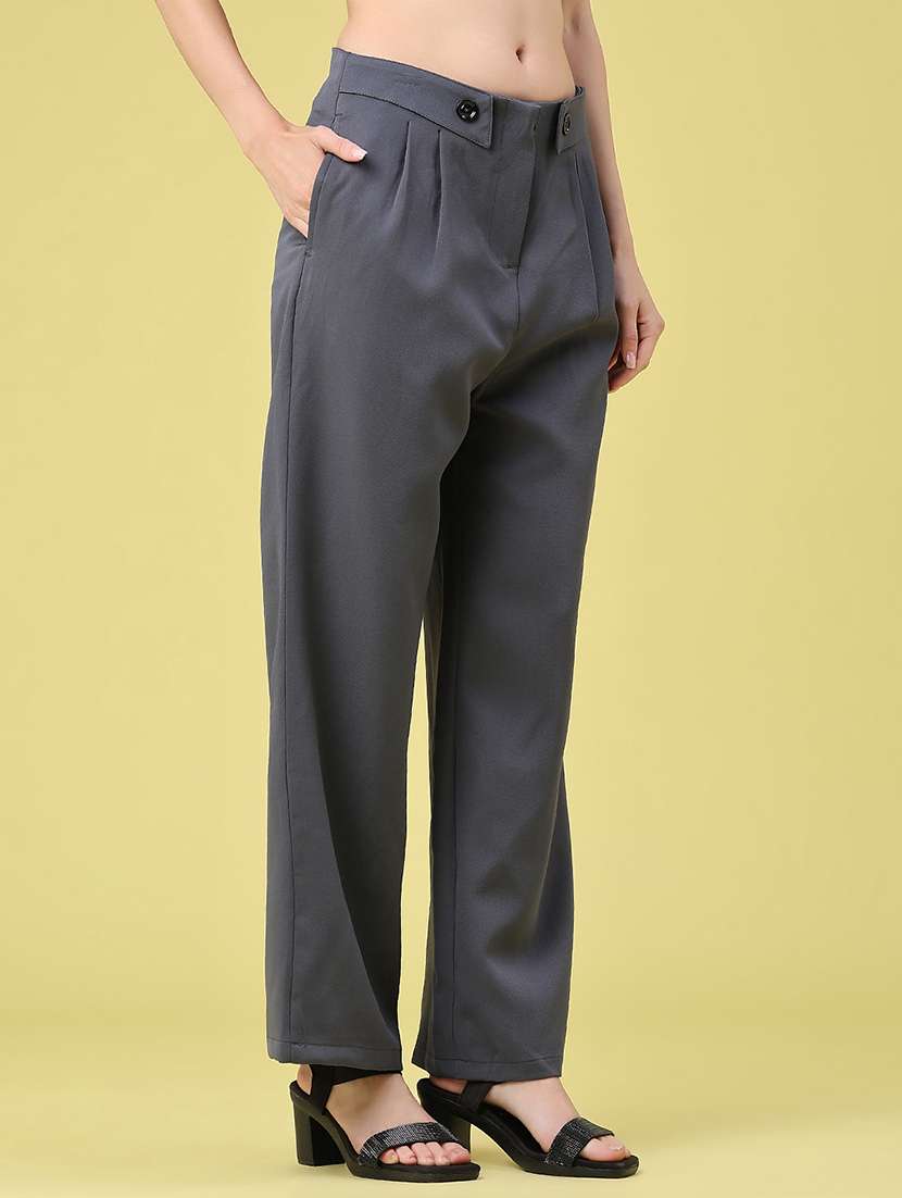 Women Solid Mid Rise Pleated Palazzo - 22368237 -  Standard Image - 2
