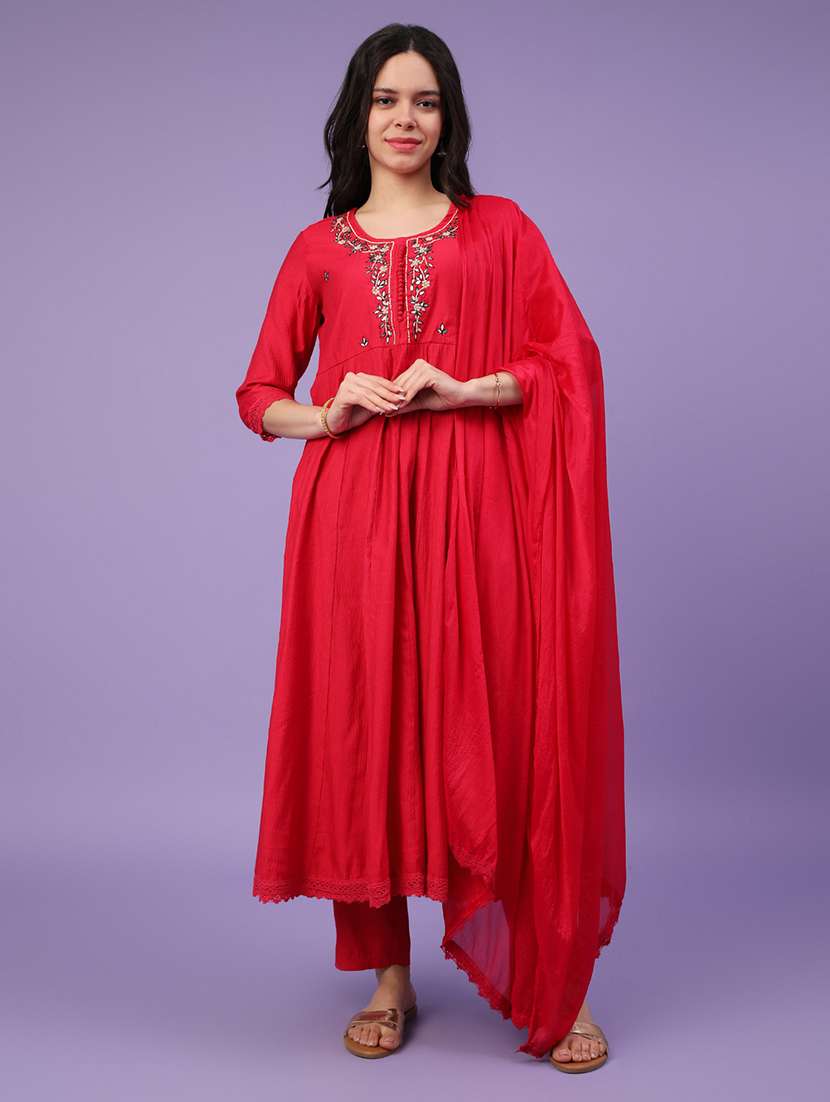red cotton kurta pant  set - 22368284 -  Standard Image - 2