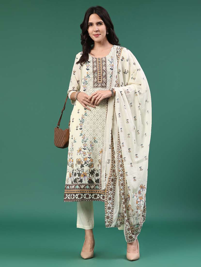 beige cotton kurta pant  set