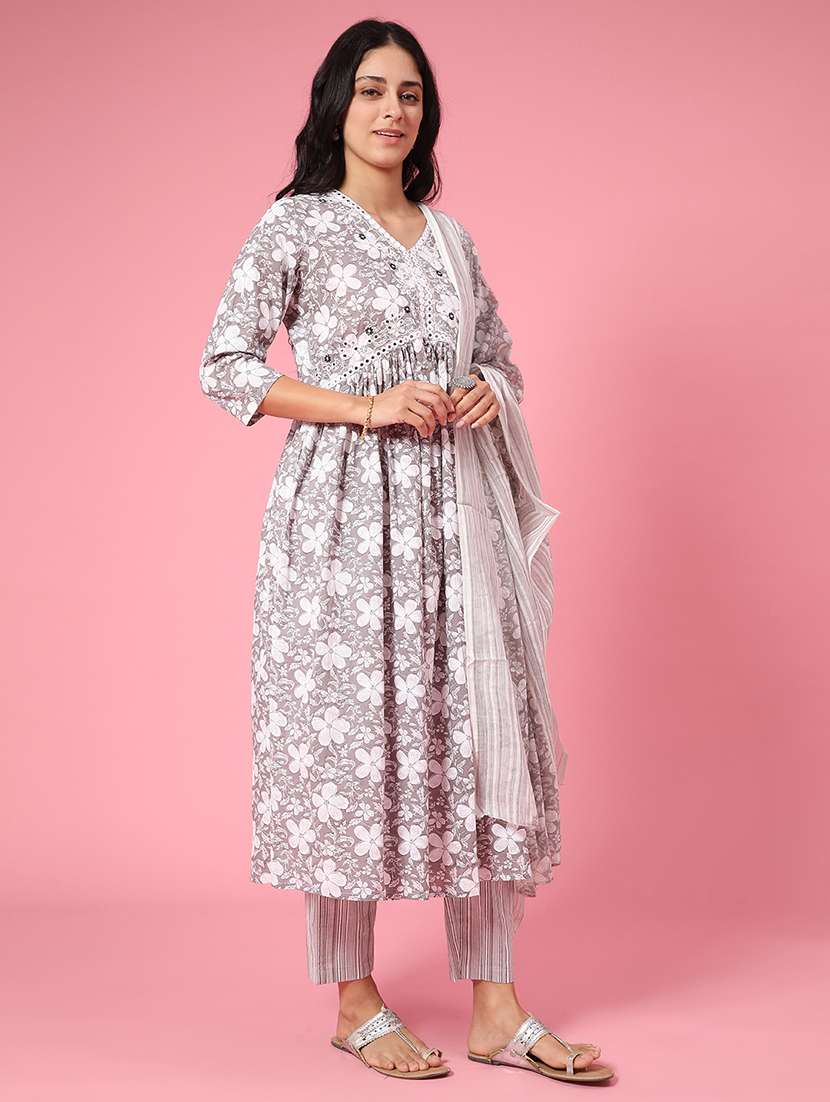 grey cotton kurta palazzo  set - 22368289 -  Standard Image - 2