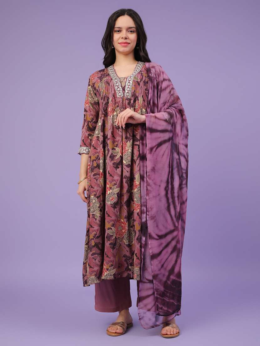 purple rayon kurta pant  set - 22368295 -  Standard Image - 2