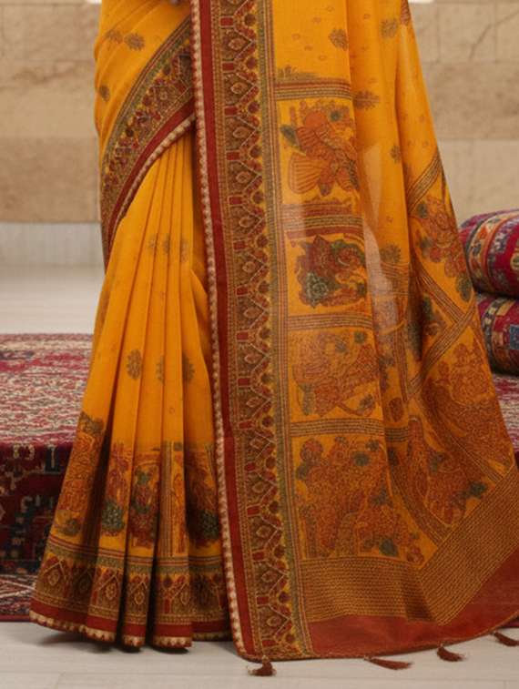 women printed casual wear saree with blouse - 22368358 -  Standard Image - 2