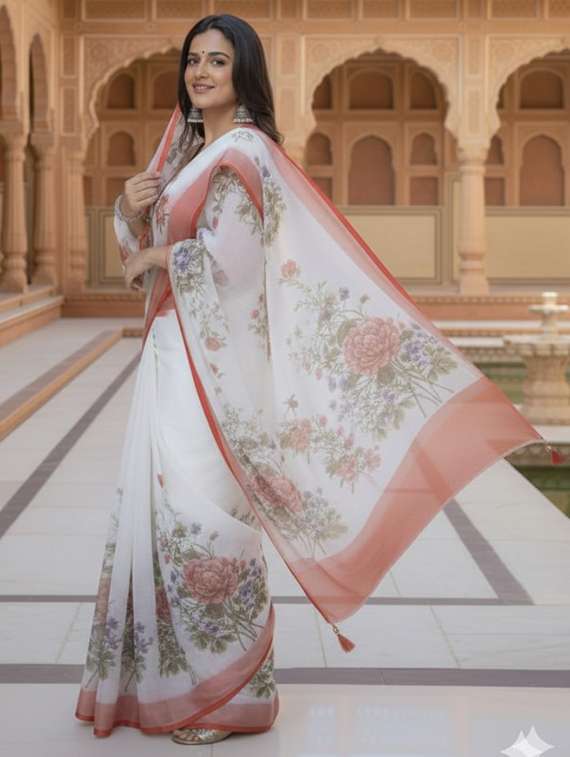 women printed casual wear saree with blouse - 22368359 -  Standard Image - 2