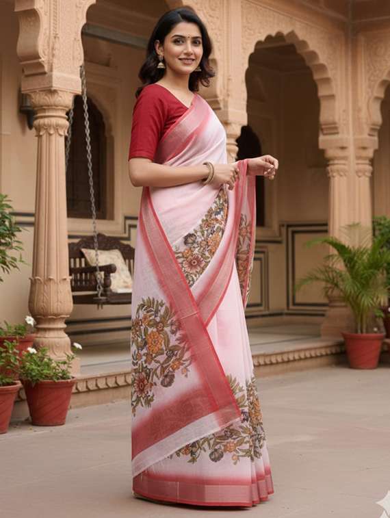 women printed casual wear saree with blouse - 22368360 -  Standard Image - 2