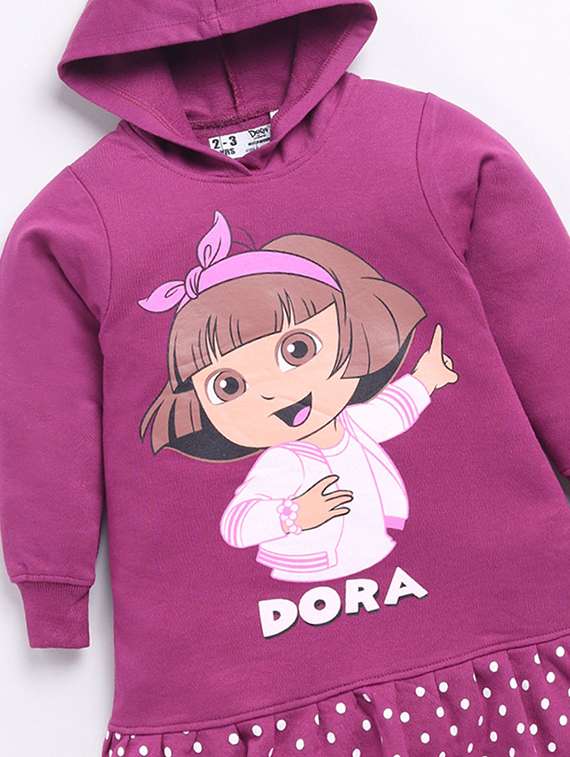 girls printed long sleeve hooded dress - 22368478 -  Standard Image - 2