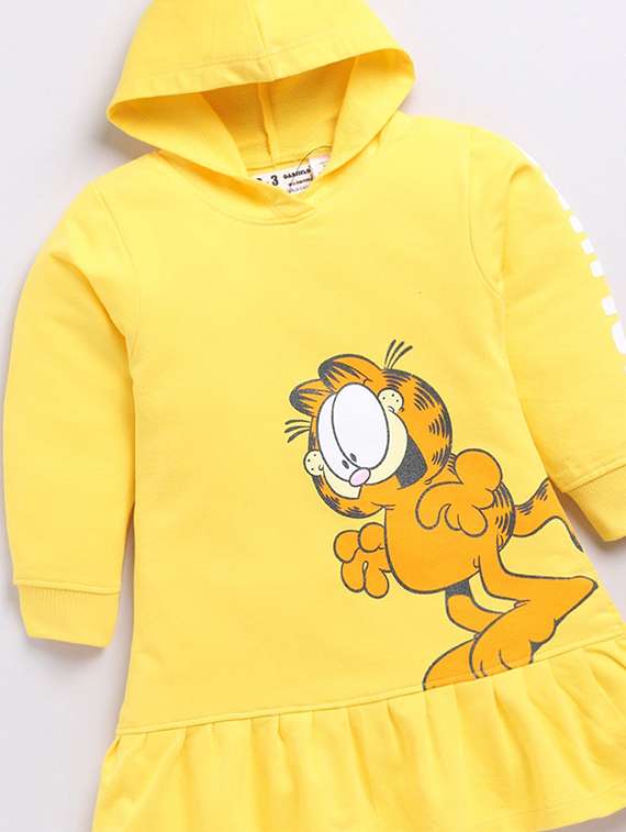 girls printed long sleeve hooded tiered dress - 22368488 -  Standard Image - 2