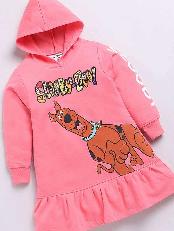 girls printed long sleeve hooded tiered dress - 22368492 -  Standard Image - 2