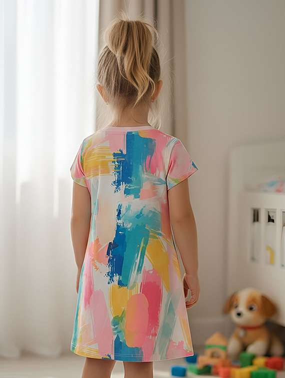girls printed short sleeve a-line dress - 22368510 -  Standard Image - 2
