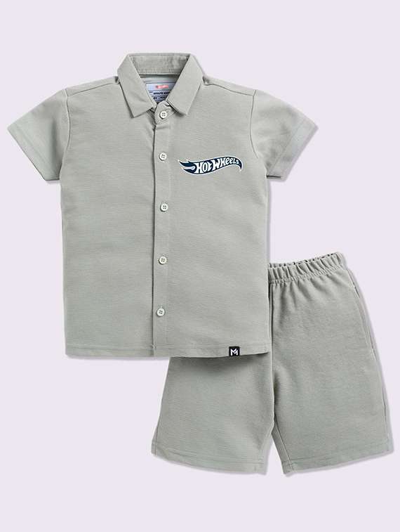 boys printed shirt and short set