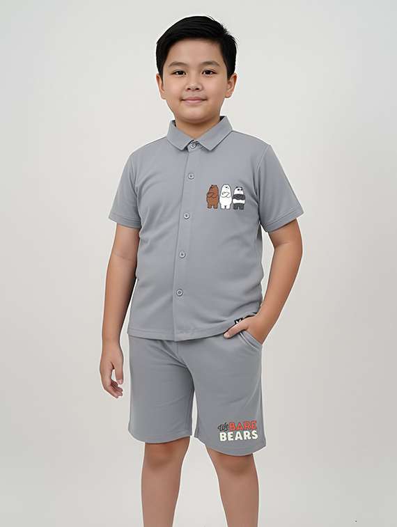 boys printed shirt and short set