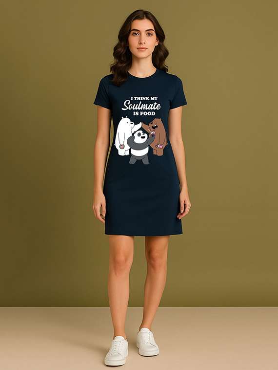 women printed short sleeve t-shirt dress
