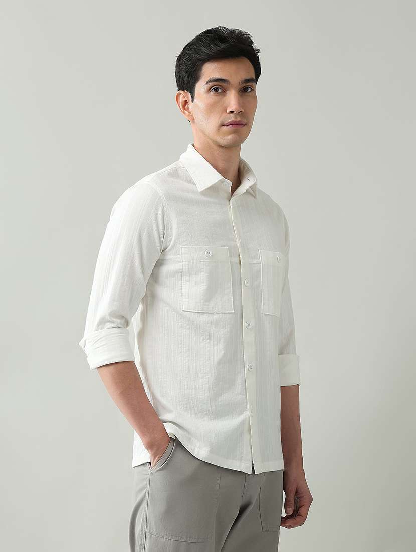 men self designed collared long sleeve shirt - 22368685 -  Standard Image - 2