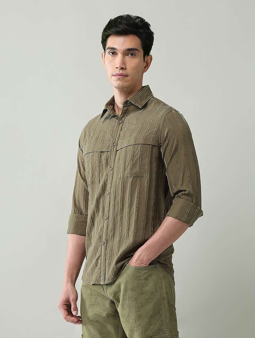 men self designed collared long sleeve shirt - 22368687 -  Standard Image - 2