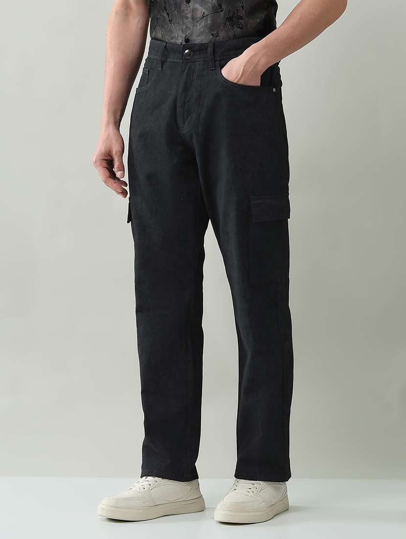 men solid mid rise regular fit cargo - 22368707 -  Standard Image - 2