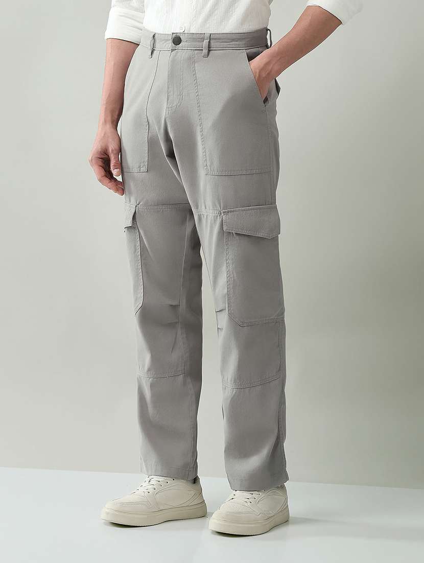 men solid mid rise regular fit cargo - 22368710 -  Standard Image - 2