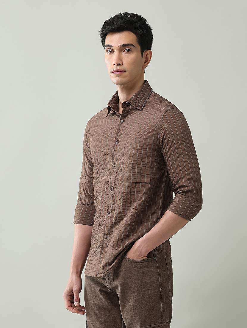 men striped collared long sleeve shirt - 22368712 -  Standard Image - 2