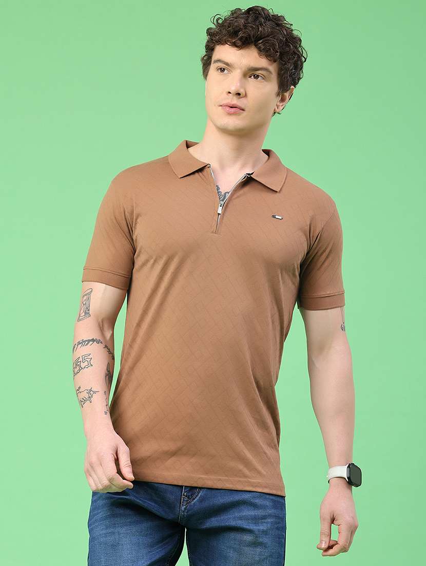 men self design short sleeve slim fit polo t-shirt - 22371045 -  Standard Image - 2