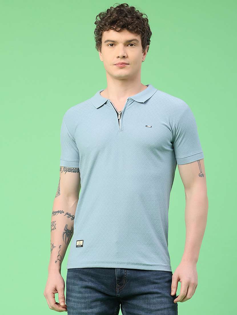 men self design short sleeve slim fit polo t-shirt - 22371046 -  Standard Image - 2