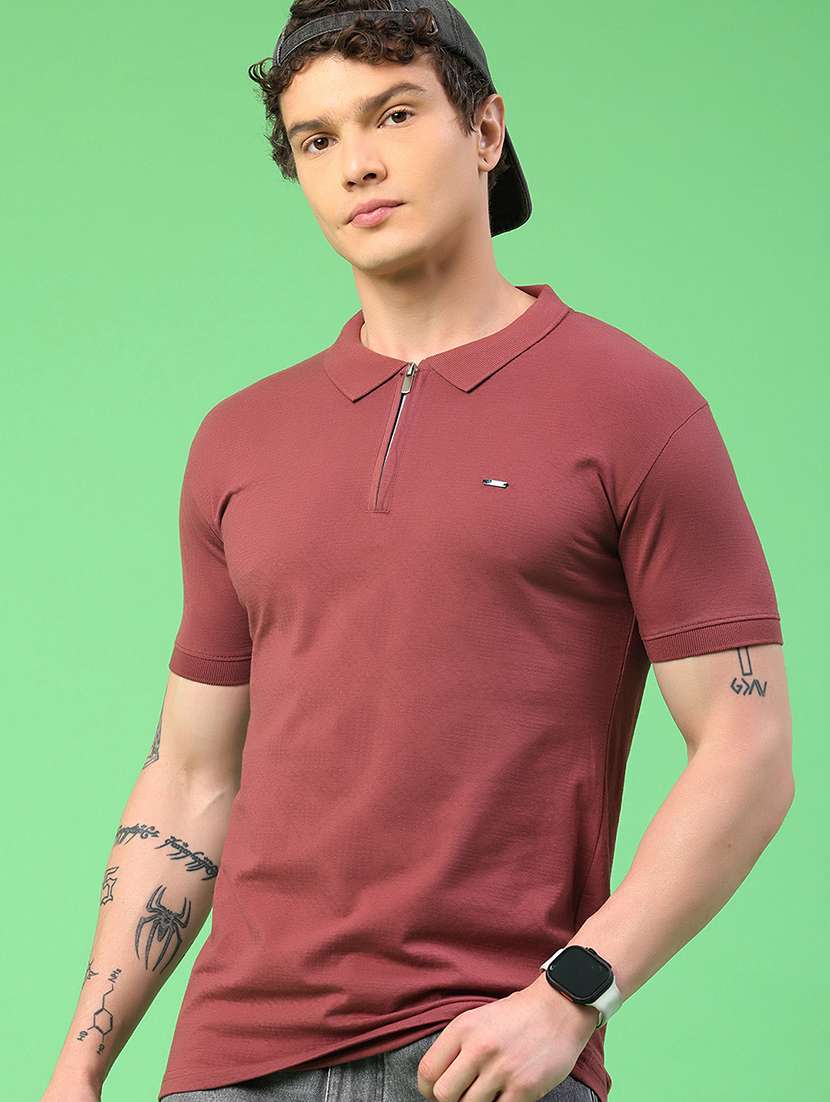 men self design short sleeve slim fit polo t-shirt - 22371050 -  Standard Image - 2