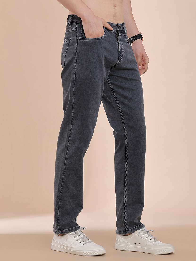 men plain mid rise full length straight jeans - 22371059 -  Standard Image - 2