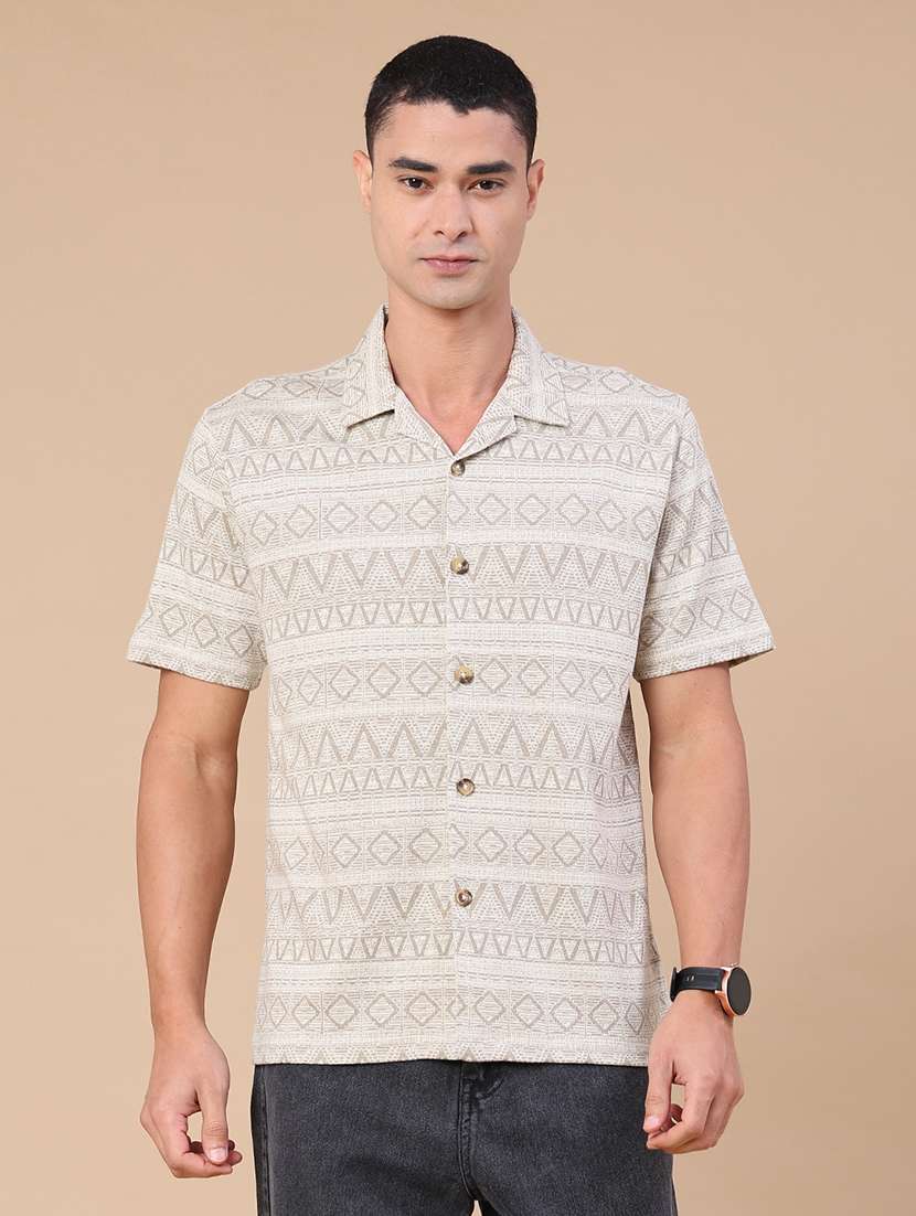 men printed short sleeve regular fit casual shirt - 22371067 -  Standard Image - 2