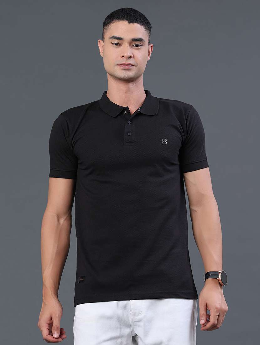 men self design short sleeve slim fit polo t-shirt - 22371082 -  Standard Image - 2