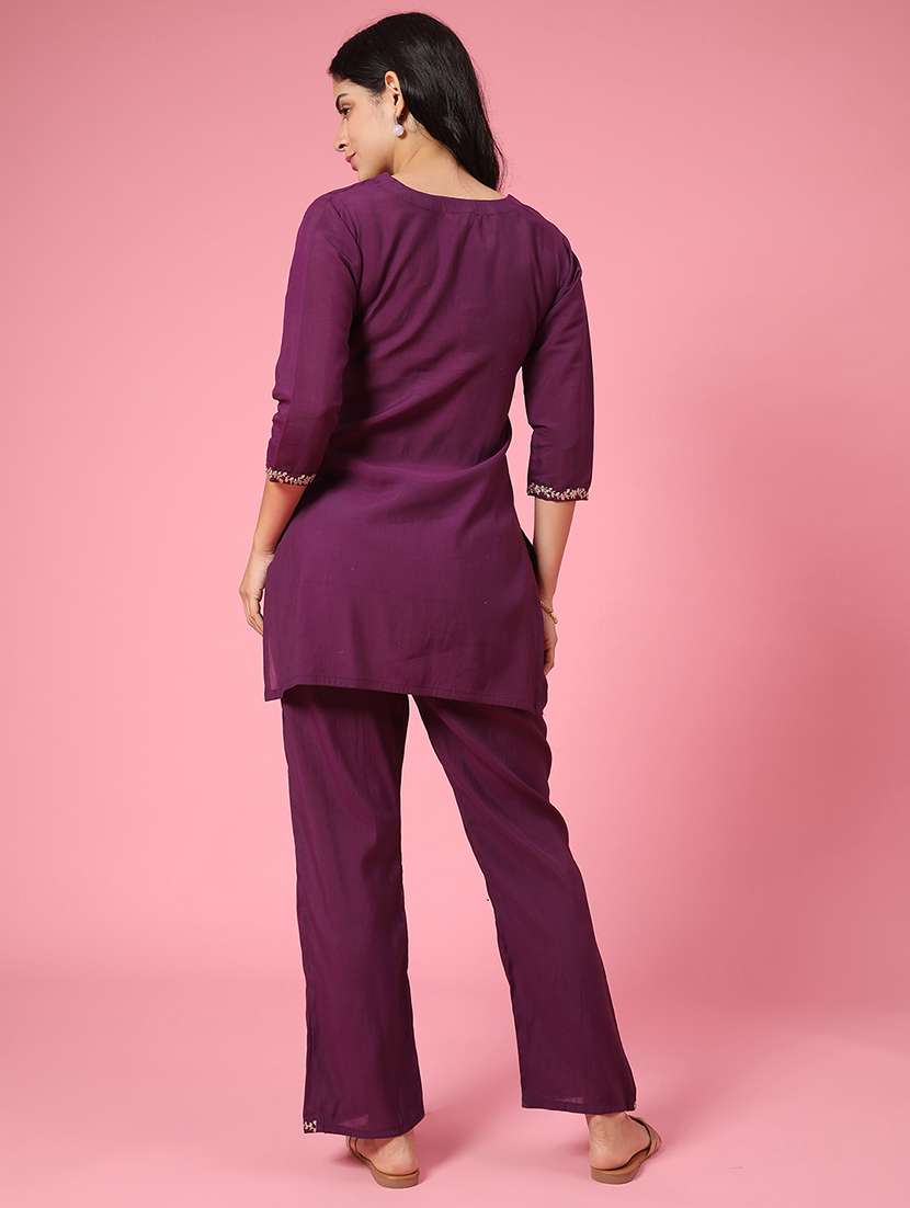 Maroon Cotton Coord Set - 22371128 -  Standard Image - 2