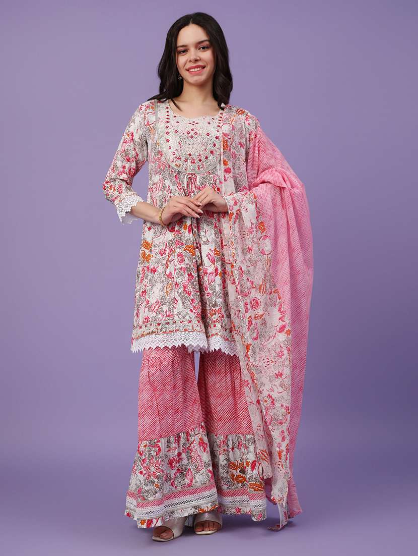 pink rayon kurta sharara  set - 22371221 -  Standard Image - 2