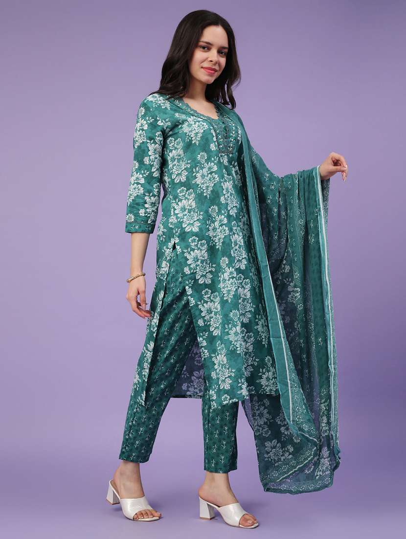 green cotton kurta palazzo  set - 22371224 -  Standard Image - 2