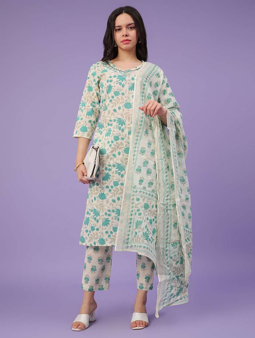 green cotton kurta pant  set - 22371226 -  Standard Image - 2