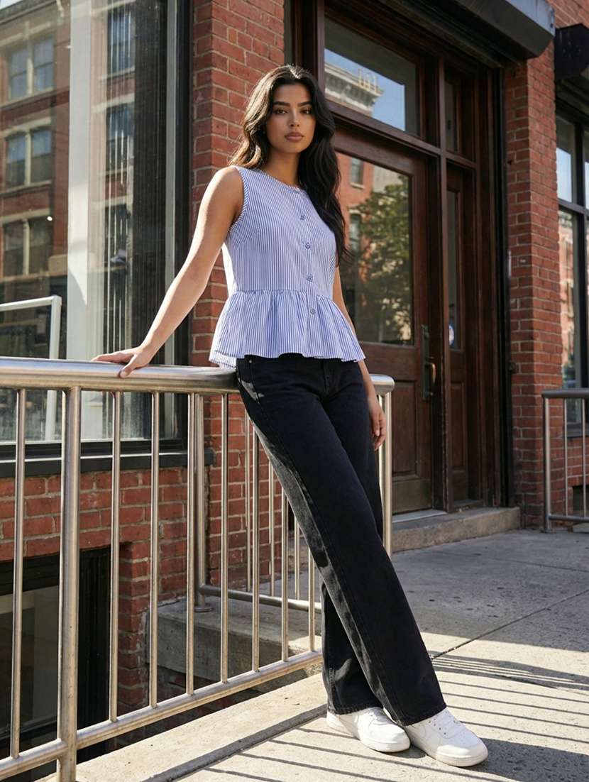 blue cotton crop top - 22373390 -  Standard Image - 2