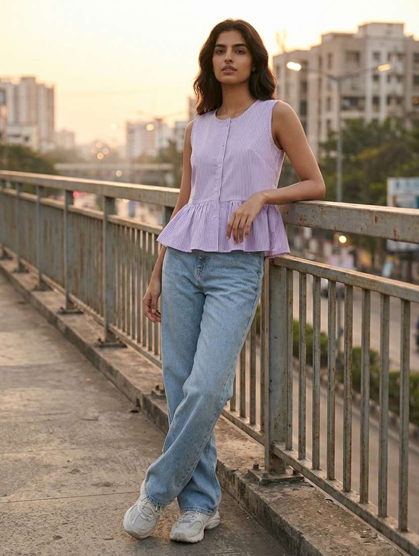 purple cotton crop top - 22373391 -  Standard Image - 2