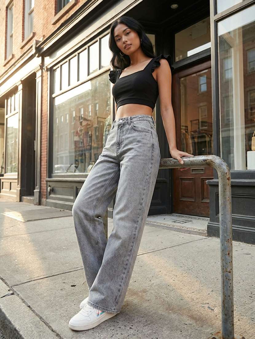 women solid sleeveless back tie crop top - 22373394 -  Standard Image - 2