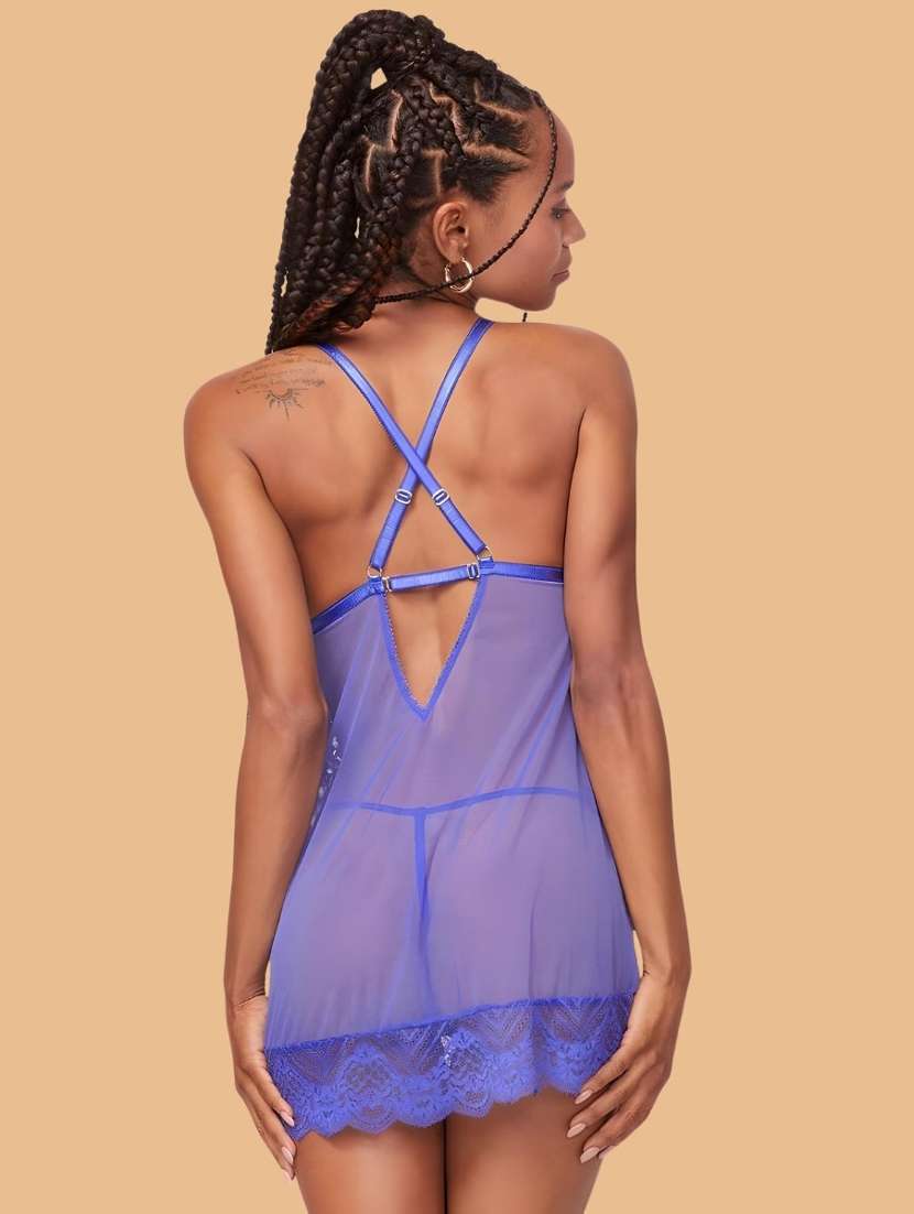 women self designed sleeveless lace babydoll - 22373430 -  Standard Image - 2