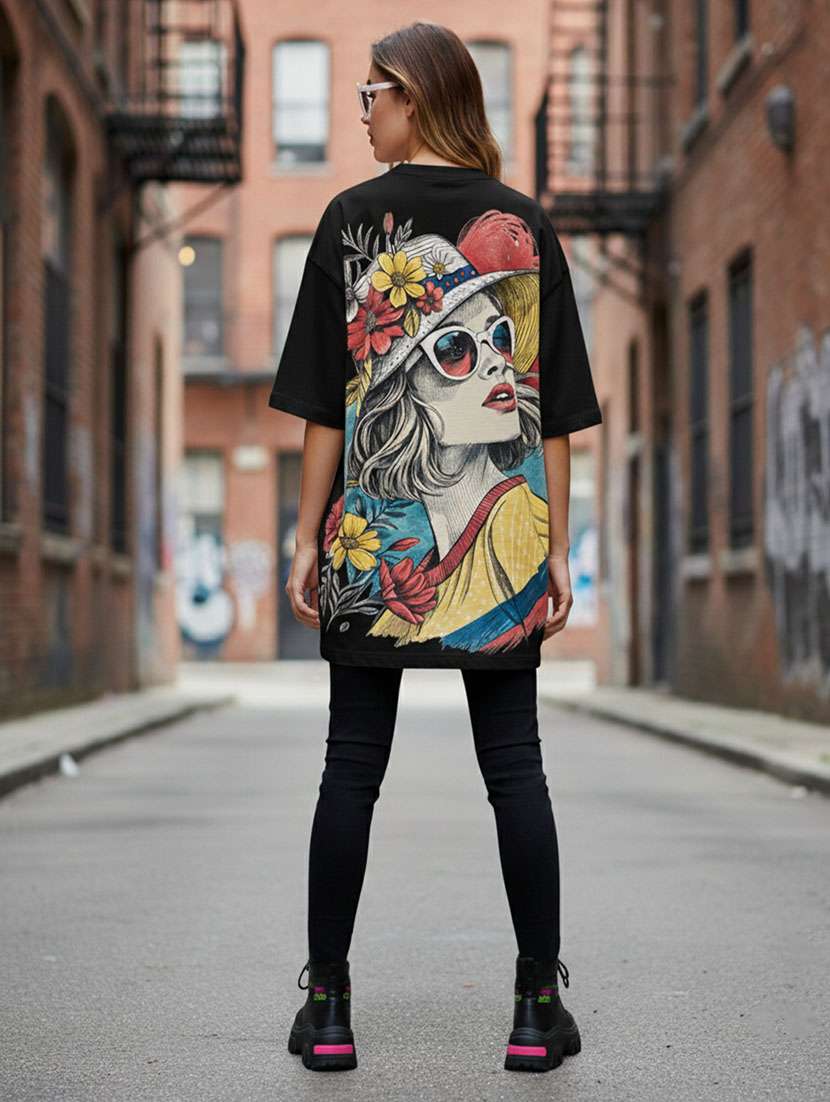 women printed short sleeve oversized t-shirt - 22373462 -  Standard Image - 2